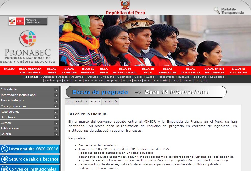 Inscripción beca 18 para Honduras en Perú PRONABEC requisitos inscripción postulación